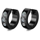 New Trendy Round Hoop Earrings Simple Zircon Stainless