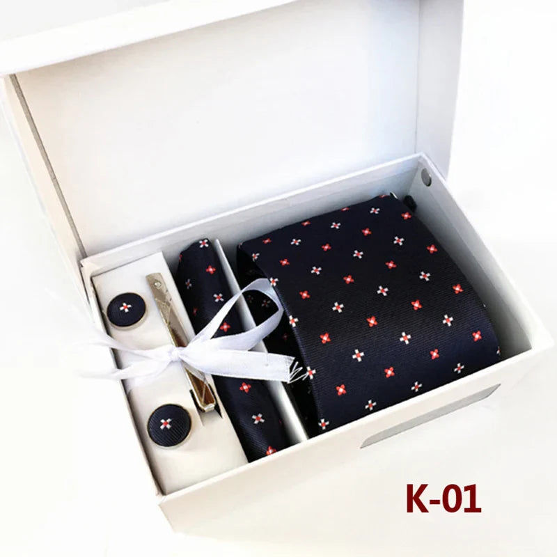 6piece Set Classic Printed DotsTies for Men Kerchief