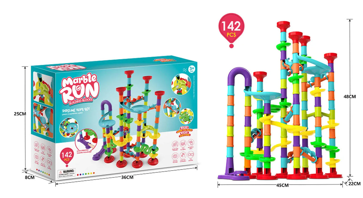 45-142PCS DIY Track Blocks Construction Marble Run Race