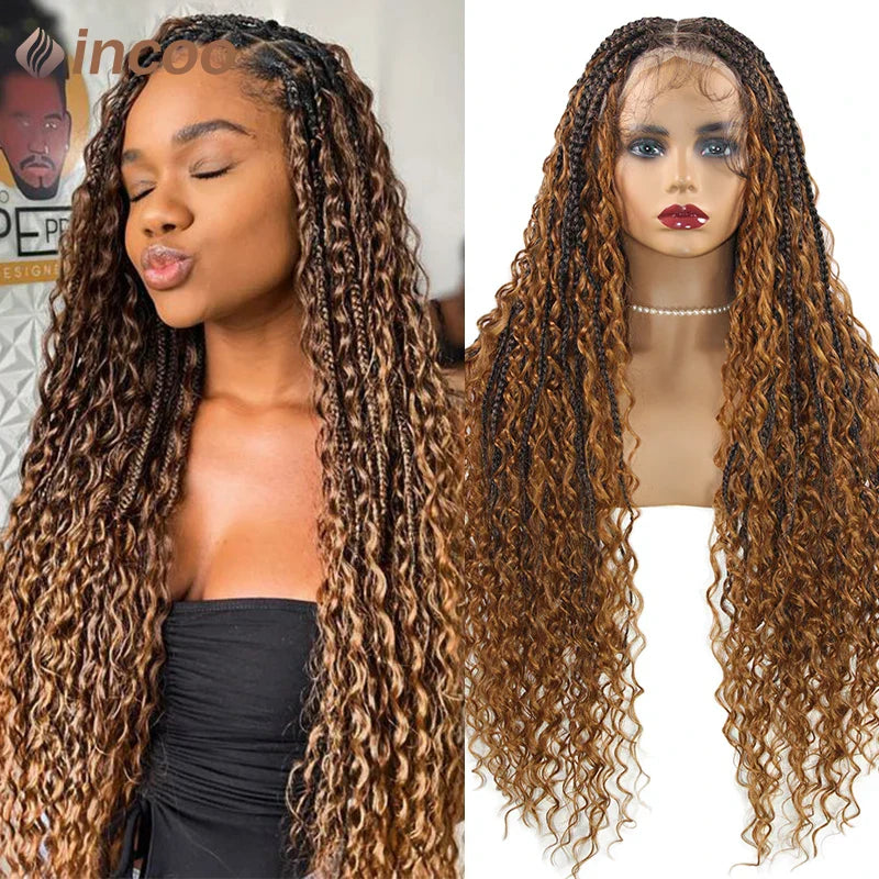 32" Full Lace Front Boho Box Braided Wigs