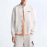 Mens Faux Suede Embroidered Baseball Jacket Autumn Winter