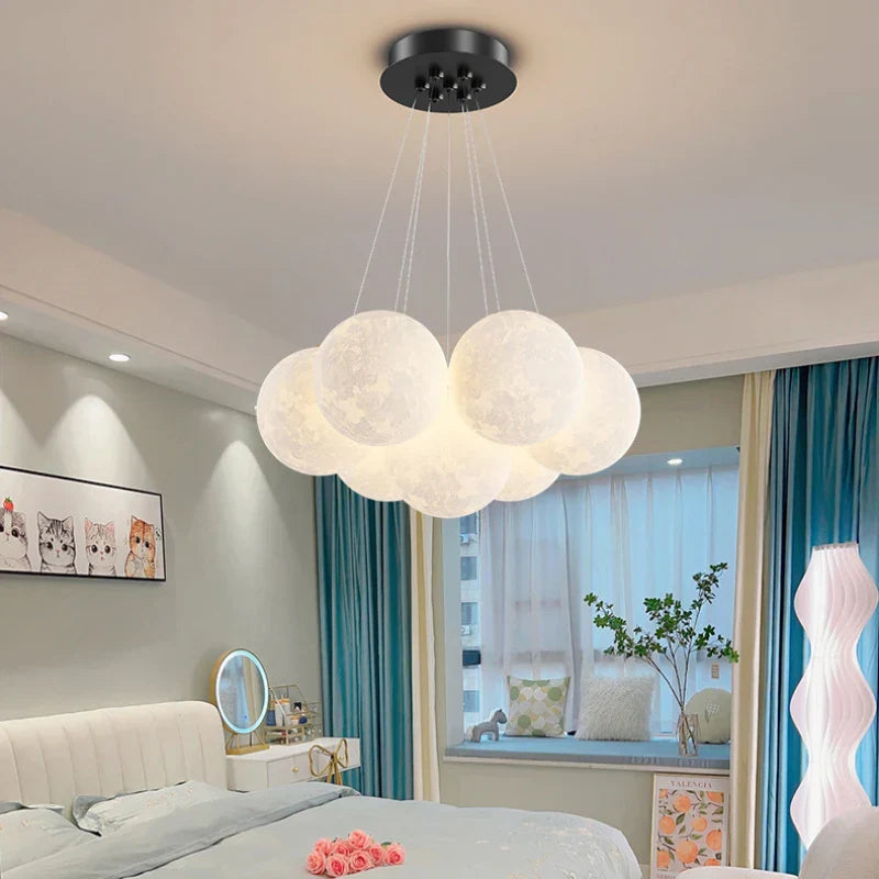 Modern 3D Moon Bubble Chandeliers Children's Room Decor