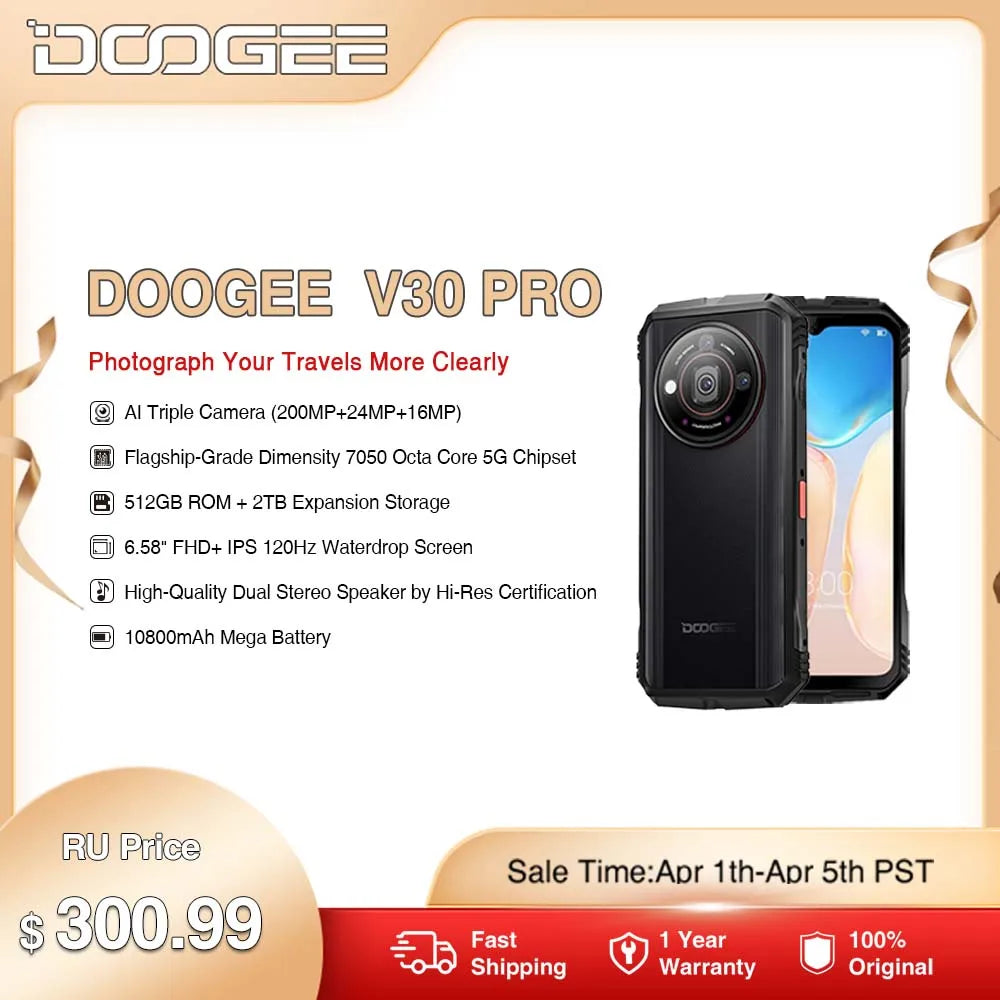 World Premiere DOOGEE V30 Pro Rugged Phone 200MP