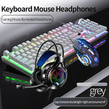 Gaming Keyboard Mouse Headphone Set Wired Backlight Game