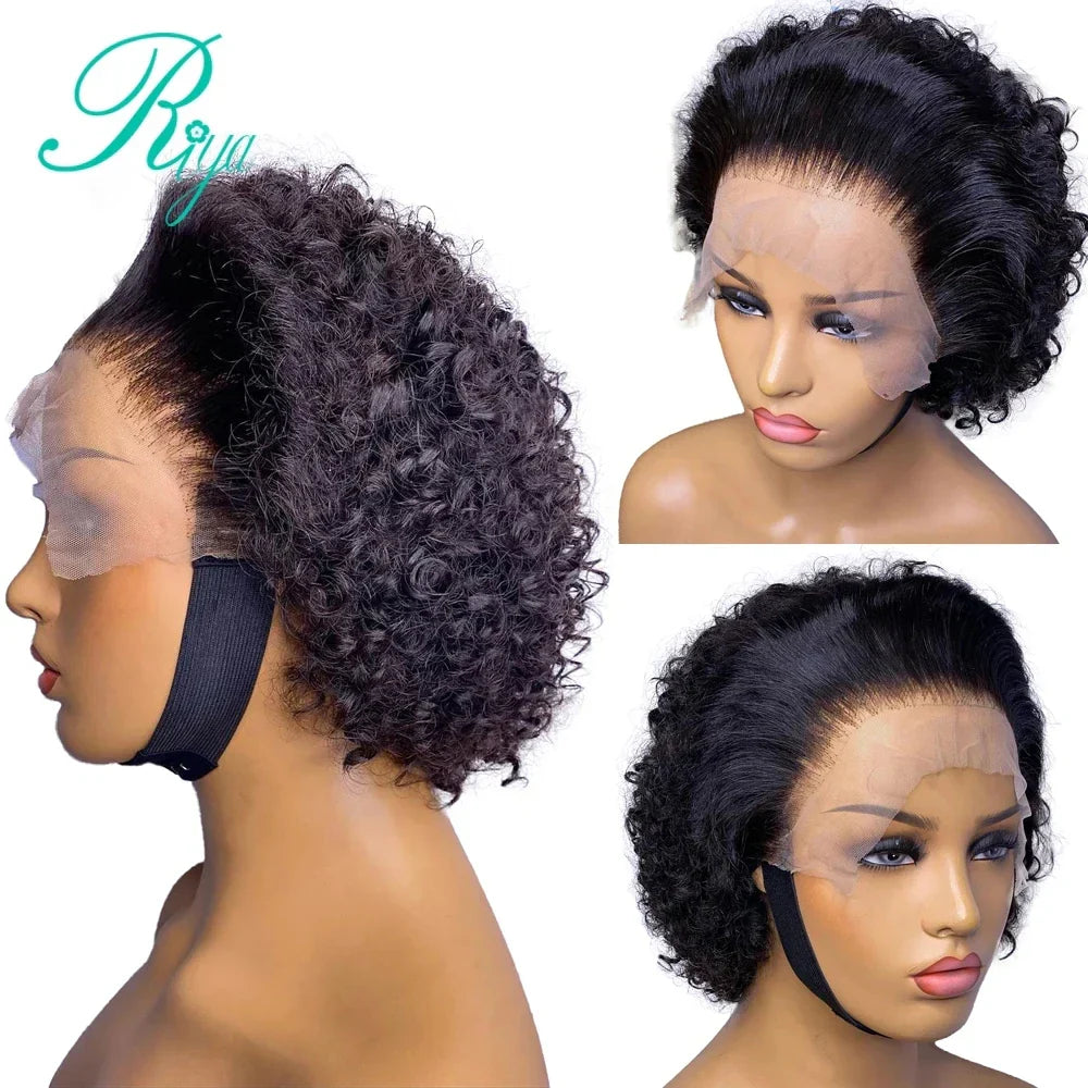 Short Pixie Bouncy Curly Bob Cut 13x4 Lace