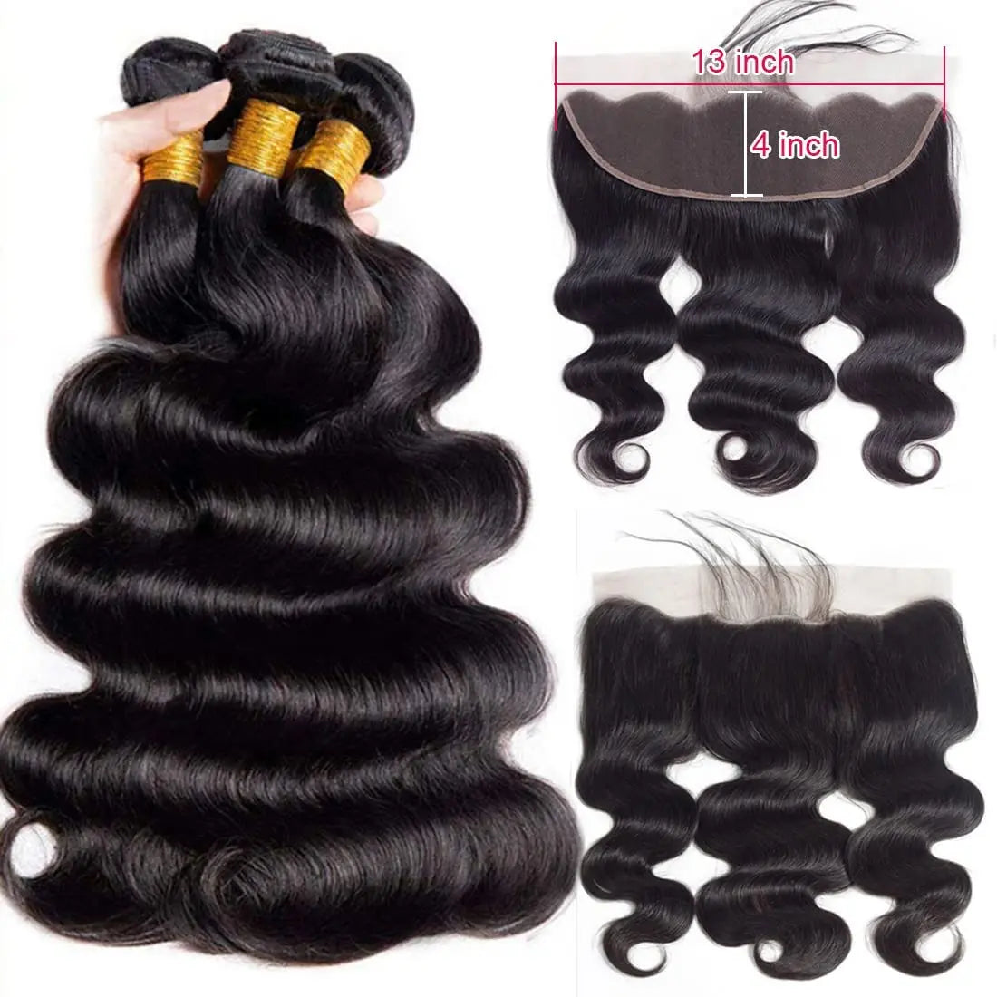 Body Wave Bundles with Frontal Brazilian Hair 34