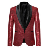 Shiny Gold Sequin Glitter Embellished Blazer Jacket Men
