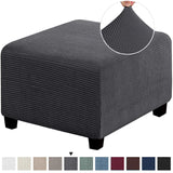 Square Footstool Cover Stretch Polar Fleece Ottoman Cover