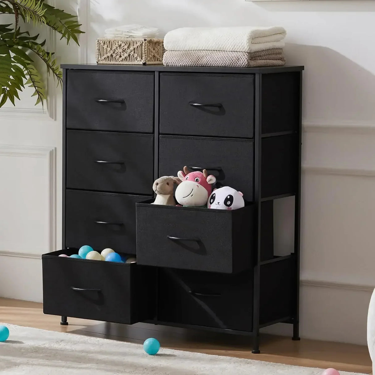 Chest of Drawers With Fabric Bins Make Up