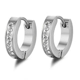 New Trendy Round Hoop Earrings Simple Zircon Stainless