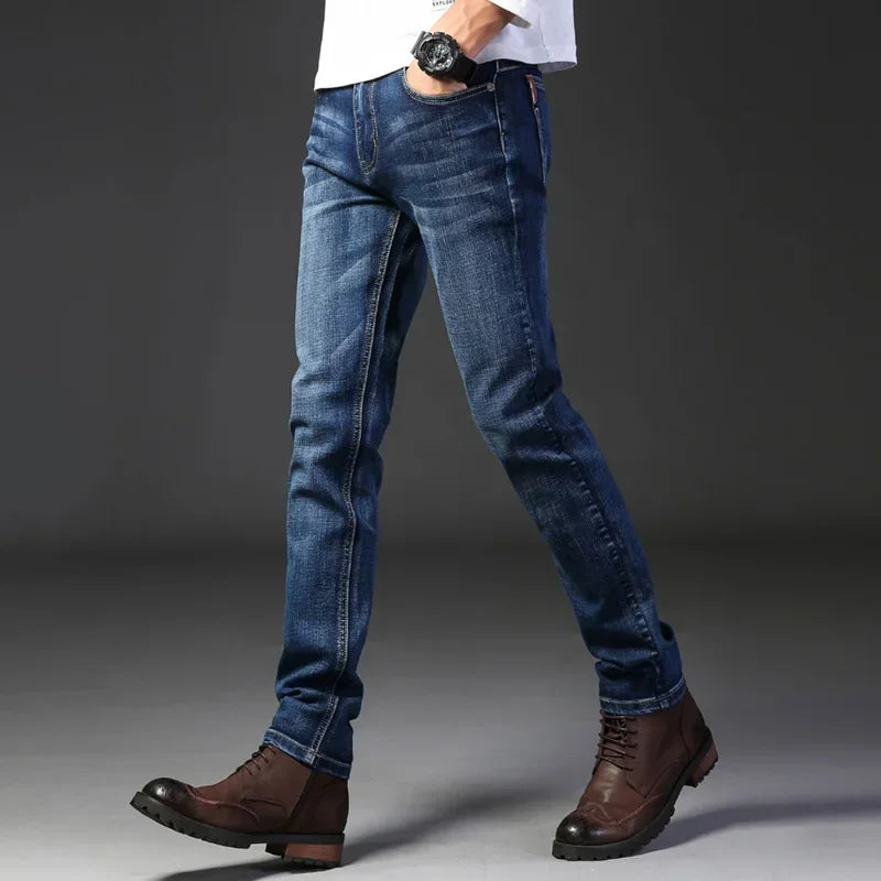 New Jeans Men's Winter Seasons Regular Straight Leg Men's Pants Elastic Slim Fit Casual Men's Pants