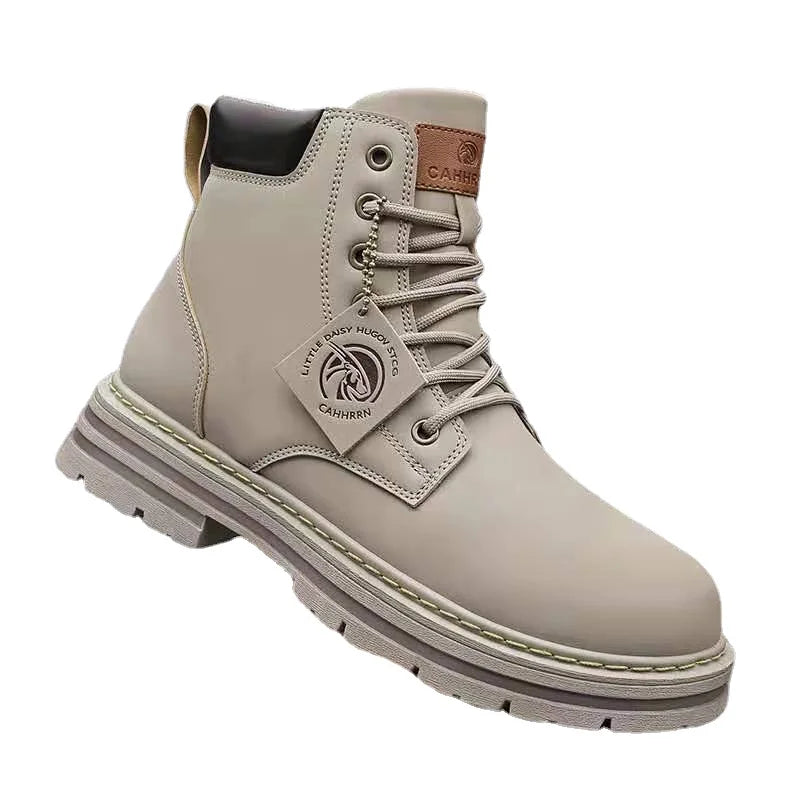 Green Men Ankle Boots Platform Men's Leather Shoes