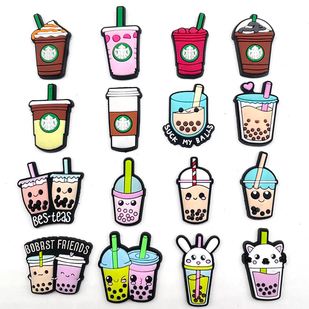 16Piece set Shoe Charms cute Exquisite Milk Tea