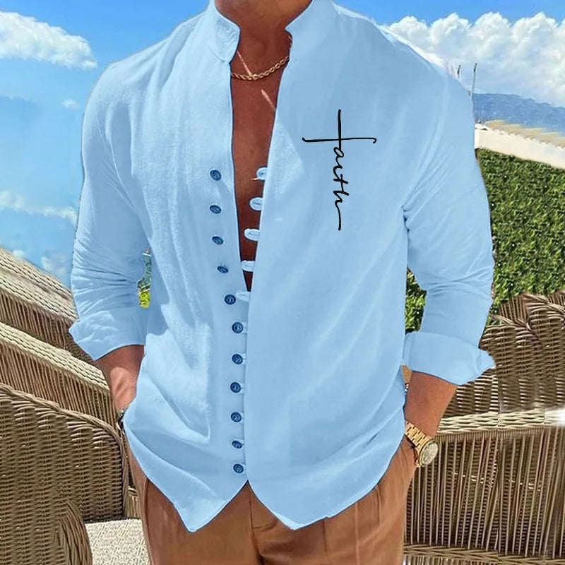 Hot Sale Spring Cotton Linen Autumn Men's Long-Sleeved