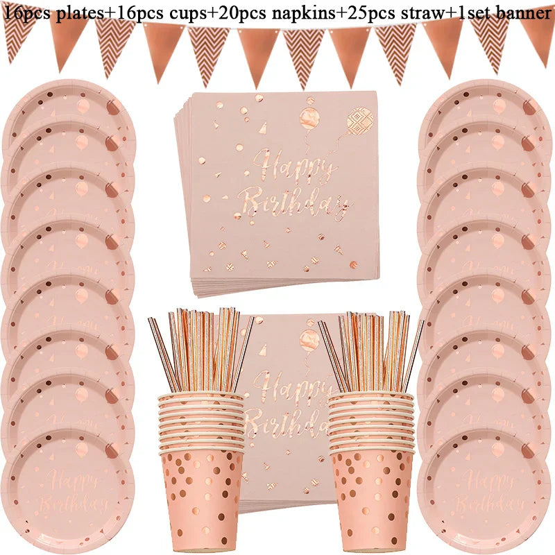 Rose Gold Party Supplies Disposable Polka Dots Paper