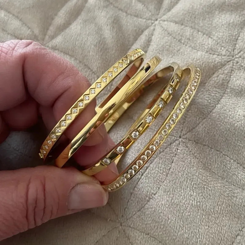Fashion Punk Gold Color Bangles for Women Trendy