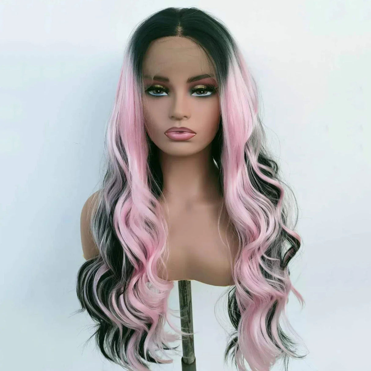 AIMEYA Ombre Green Synthetic Lace Front Wig for