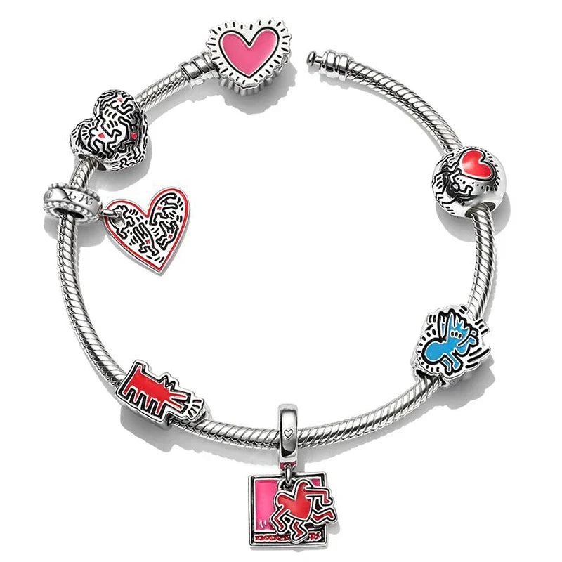 Cute Enamel Disney Princess Dress Charms Bracelet Women