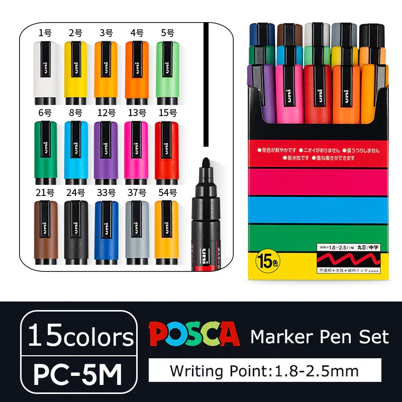 Japan Posca Marker Pen Set Non-Toxic Utilies Escolares