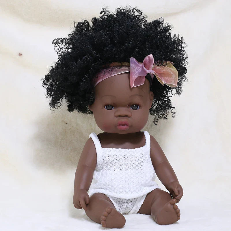 35cm Newborn Reborn African Doll Baby Simulation Soft