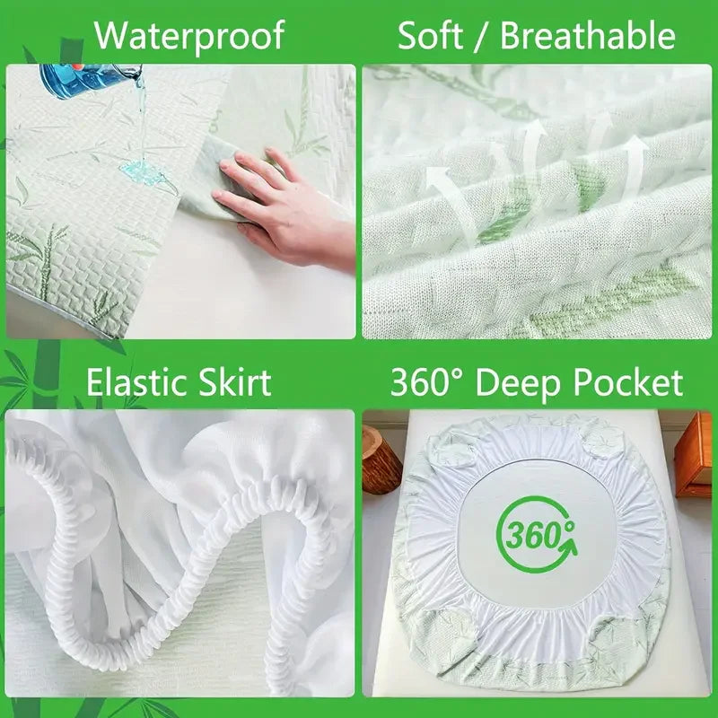 1pc Waterproof Bamboo Mattress Cover (Without Pillowcase), Cooling