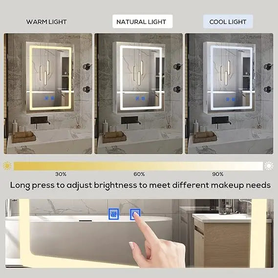 VOWNER Bathroom Medicine Cabinet with LED Lights and