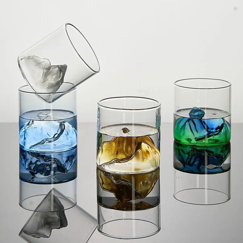 Japanese Whisky Glass Cup 3D Mountain Water Glass