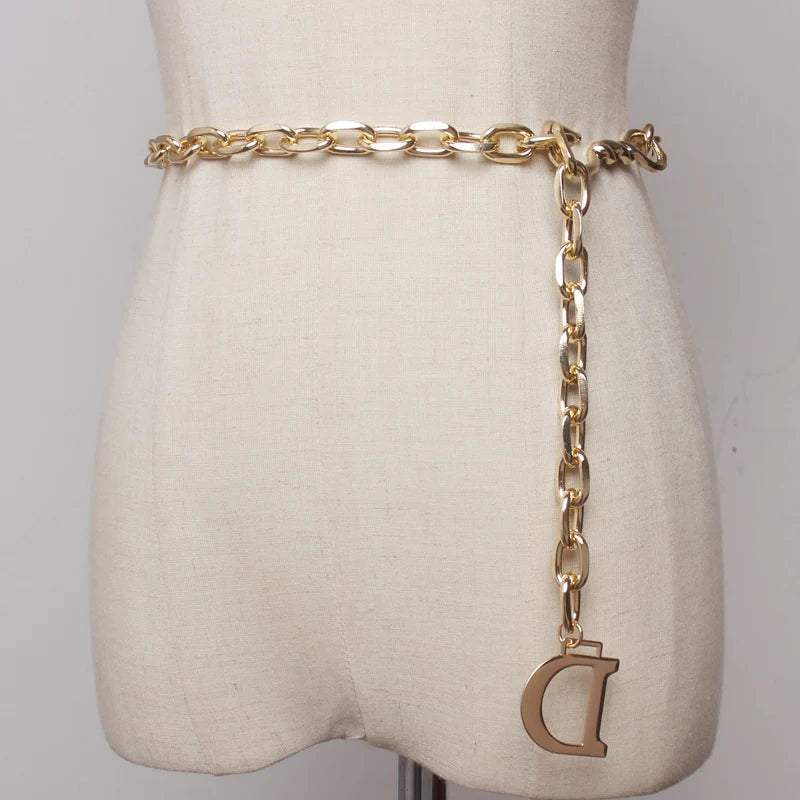 2024 Fashion D Letter Metal Chain Women Thin