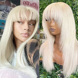 AIMEYA Platinum Blonde Synthetic Lace Front Wig for
