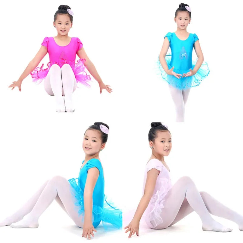 1PC Kids Girls Short Sleeved Ballet Dress Children