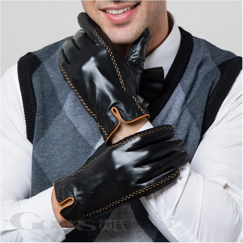 Gours Winter Men's Genuine Leather Gloves New Brand