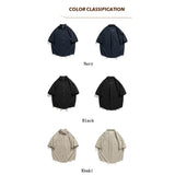 Double Pockets Shirts for Men Vintage Japan Baggy