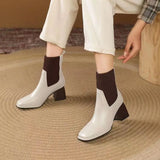 Solid Color Nude Boots Women Square Head 2023