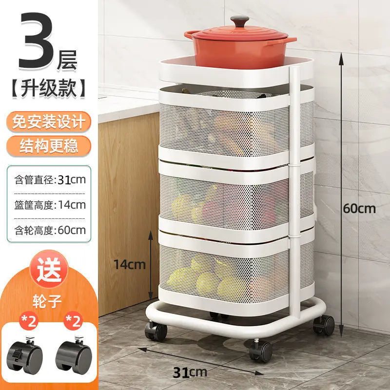 Kitchen 5 Tier Rolling Utility Cart Fruit Storage