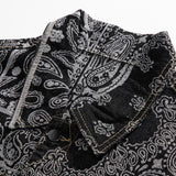 Men Paisley Bandana Print Denim Jacket Streetwear Pattern