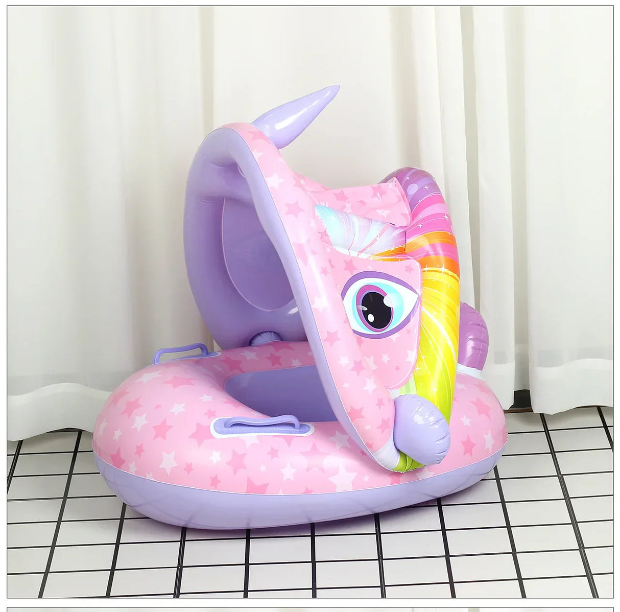 Baby Swimming Ring Sunshade Pool Float Unicorn Inflatable