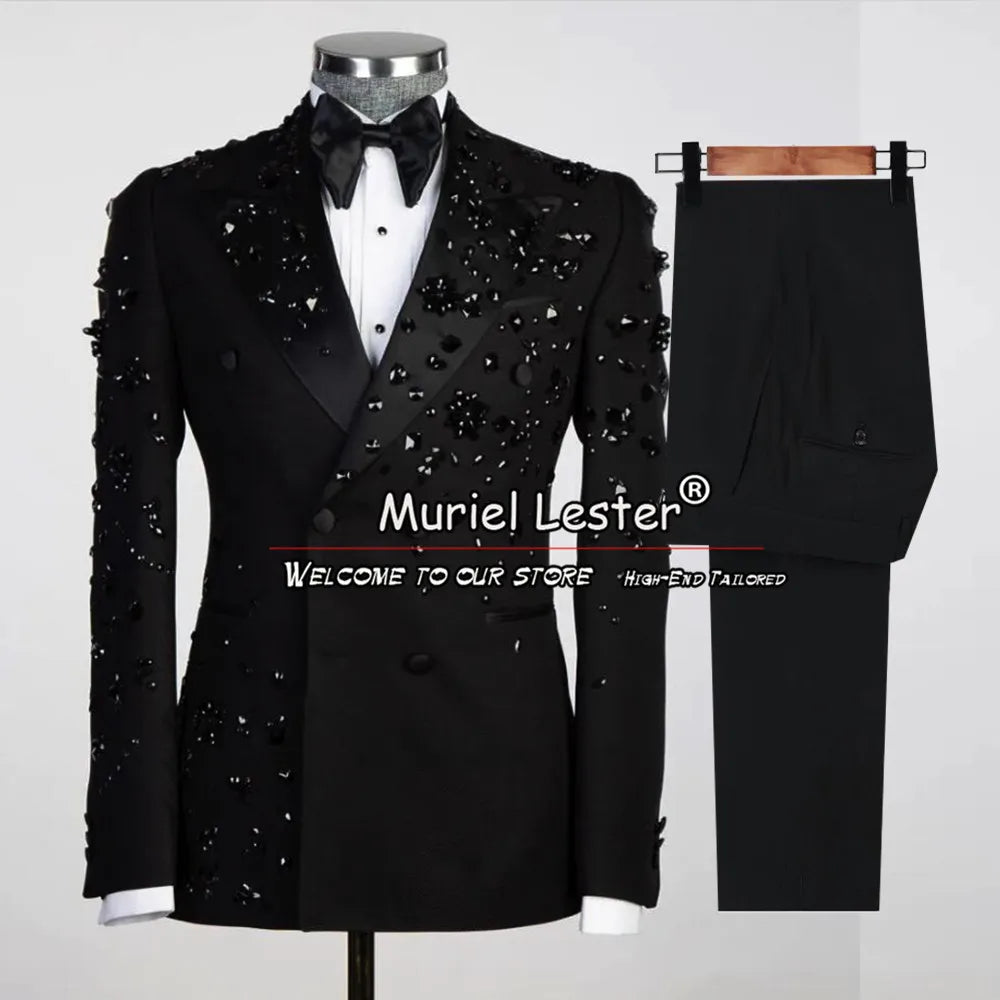 Elegant Wedding Suits For Men Metal Embellished Beading