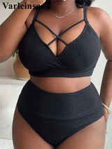 0XL 4XL Ribbed Bikini Large Size Swimwear Plus