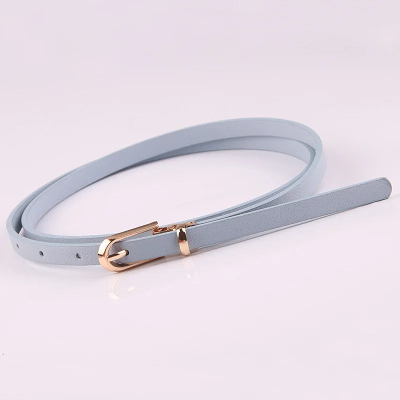 2023 Women Belts New PU Leather Simple Metal