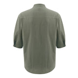 Hot Male Summer Cotton Linen Shirt Solid Casual