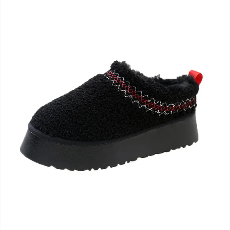 New Warm Fur Ankle Boots Women Flats Platform