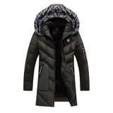 Mens Thickened Warm White Hooded Jacket Parkas Multi