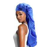 Women Satin Bonnets Adjustable Long Barrel Nightcap Solid