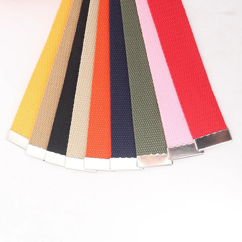 Colorful Canvas Weave Belt Casual Alloy Buckle Waistband
