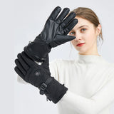 PU Leather Heated Gloves Motorcycle Winter Heated Gloves Warm Waterproof Rechargeable Heating 3 Gear Thermal For Snowmobile