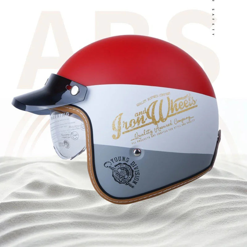 2023 Retro Open Face Motorcycle Helmet - Vintage Chopper DOT