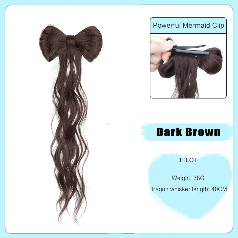FORLISEE Bowknot Halftie High Ponytail Wig Clip Hair
