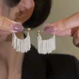 Fashion Metal U Shape Tassel Chain Earrings For