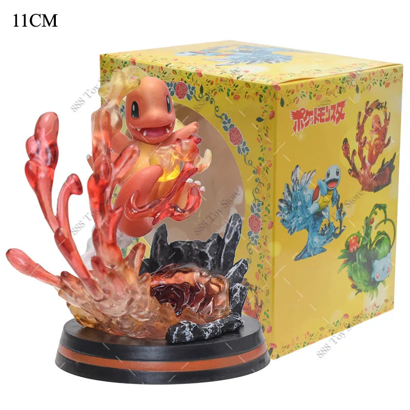 Anime Pokemon Figure Charizard Squirtle Bulbasaur Vulpix Scenes