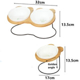 New High-end Pet Bowl Bamboo Shelf Ceramic Feeding